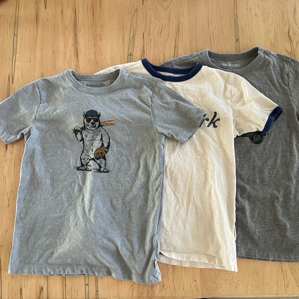 Crewcuts Kids Graphic and Plain Tees - Blue, White, Gray